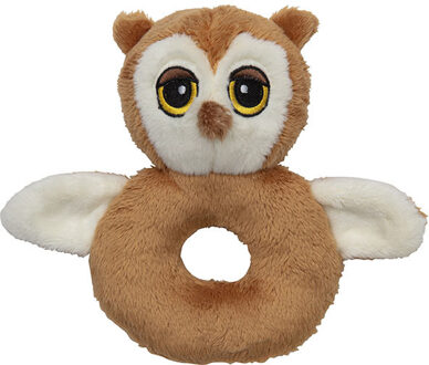 Dieren baby rammelaar - uil - pluche - 10 x 15 cm - speelgoed Bruin