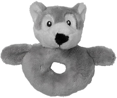 Dieren baby rammelaar - wolf - pluche - 10 x 15 cm - speelgoed