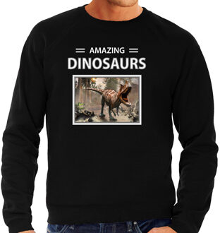 Dieren foto sweater Carnotaurus dino - zwart - heren - amazing dinosaurs - cadeau trui Carnotaurus dinosaurus liefhebber 2XL