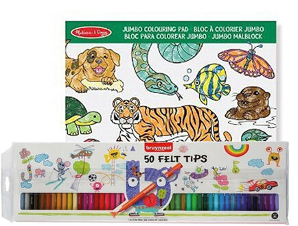 Dieren kleurboek met 50x Topwrite viltstiften set - Kleurboeken