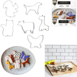 Dieren Koekjesvormen set dieren - 6 stuks - RVS uitsteekvormen - koekjes en marsepein