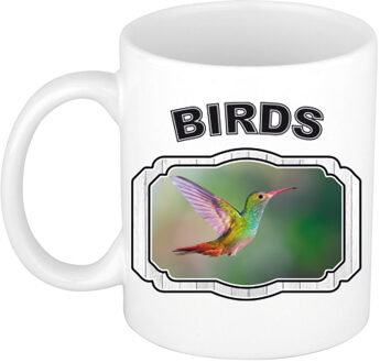 Dieren kolibrie vogel beker - birds/ vogels mok wit 300 ml - feest mokken