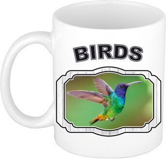 Dieren kolibrie vogel beker - birds/ vogels mok wit 300 ml - feest mokken