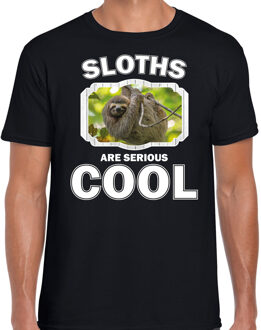 Dieren luiaards t-shirt zwart heren - sloths are serious cool shirt - cadeau t-shirt luiaard/ luiaards liefhebber L