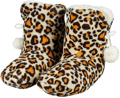 Dieren luipaardprint hoge sloffen/pantoffels voor dames 37-39 - Sloffen - volwassenen Bruin