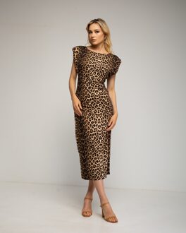 Dieren midi-jurk Bruin