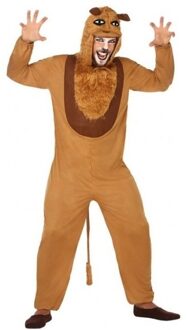 Dieren onesie leeuw voor volwassenen M/L - Carnavalskostuums Bruin