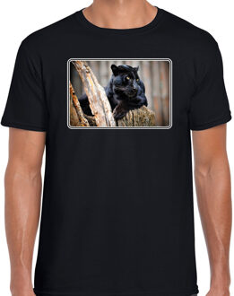 Dieren shirt met panters foto - zwart - voor heren - natuur / zwarte panter cadeau t-shirt - kleding S