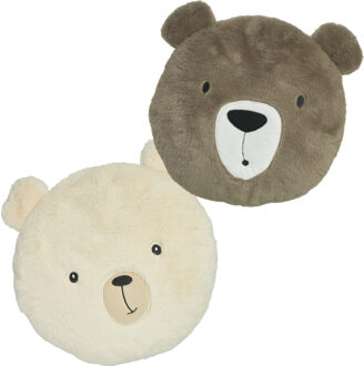 Dieren sierkussens kinderkamer - ijsbeer en beer- 30 cm - polyester