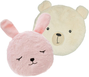 Dieren sierkussens kinderkamer - ijsbeer en konijn - 30/27 cm - polyester