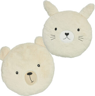 Dieren sierkussens kinderkamer - ijsbeer en konijn - 30 cm - polyester