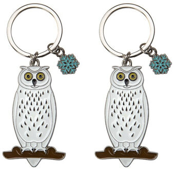 Dieren Sleutelhanger - 2x stuks - uil - metaal - 5 cm - Dieren cadeau artikelen - uilen