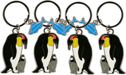 Dieren sleutelhanger - 6x - pinguin - metaal - 5 cm - dieren cadeau artikelen