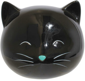Dieren spaarpot katje/poes - Keramiek - zwart - 13 x 11 cm