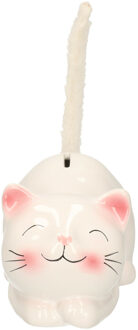 Dieren spaarpot voor kind/volwassenen katje/poes - Keramiek - wit - 19 x 9 cm