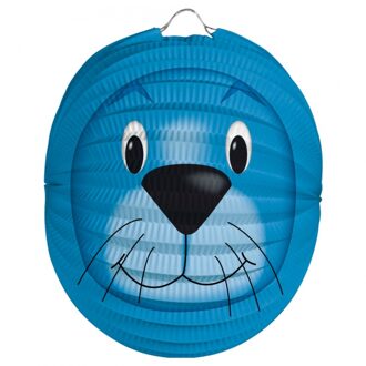 Dieren thema lampion zeehond 22 cm Blauw