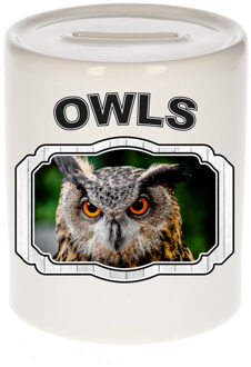 Dieren uil spaarpot - owls/ uilen spaarpotten kinderen 9 cm - Spaarpotten Multikleur
