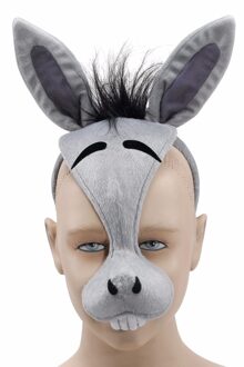 Dieren verkleed masker - Ezel diadeem masker met geluid - carnaval - met oren en tandjes Grijs