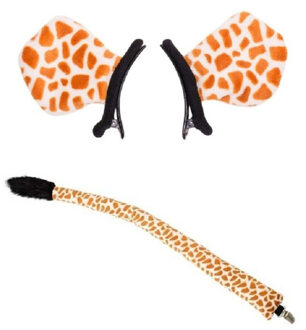 Dieren verkleed set giraffe staart en oortjes