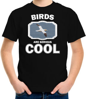 Dieren vogels t-shirt zwart kinderen - birds are serious cool shirt  jongens/ meisjes - cadeau shirt jan van gent vogel/ vogels liefhebber XL (158-164)