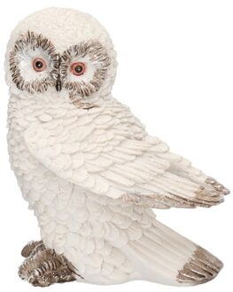 Dierenbeeldje - Sneeuwuil Birdy - wit - vogel - 12 x 8 x 13 cm - polyresin