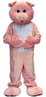 Dierenpak - Luxe pluche varken verkleed kostuum - roze - volwassenen - One size