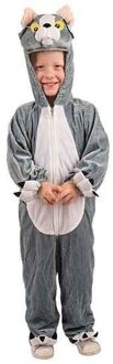 dierenpak - pluche kat / poes verkleedkleding kostuum - voor kinderen - grijs - jumpsuit