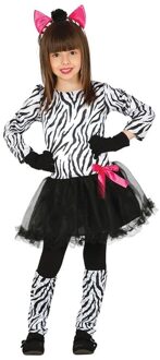 Dierenpak zebra verkleedjurkje voor meisjes - carnavalskleding/outfit 7-9 jaar (122-134)