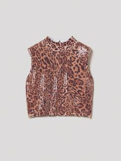 Dierenprint Pailletten Top Roségoud
