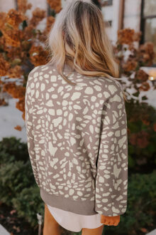 Dierenprint Relaxed Sweater Grijs