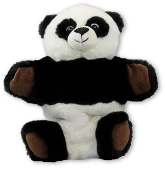 Dierentuin dieren handpoppen knuffels panda zwart/wit 22 cm