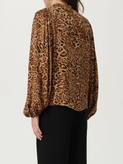 Dierlijke Print Lange Mouwen Blouse Bruin