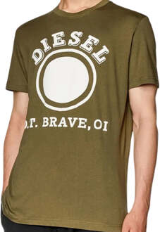 Diesel 1976 Varsity-logo klimopgroen T-shirt - maat S