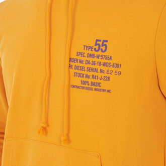 Diesel A06500-00HAYT Heren Sweatshirt met capuchon en opdruk Geel