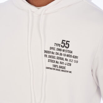 Diesel A06500-00HAYT Heren Sweatshirt met capuchon en opdruk - maat L Wit