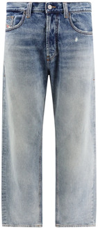 Diesel Blauwe Loose Fit Jeans met Metalen Knopen Diesel , Blue , Heren - W33