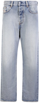 Diesel Blauwe Stonewashed Jeans met Rechte Snit Diesel , Blue , Heren - W33,W32