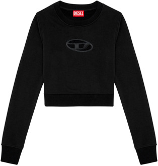 Diesel Cropped sweatshirt with cut-out logo Diesel , Black , Dames - L,M,S