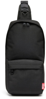 Diesel D-Bsc Sling Bag X - Sling backpack in heavy-duty shell Diesel , Black , Unisex - ONE Size