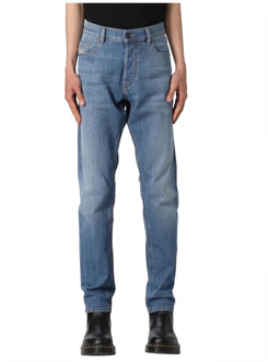 Diesel Denim Jeans met Hoge Taille en Taps Toelopende Pijpen Diesel , Blue , Heren - W30