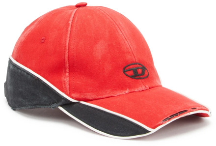 Diesel Distressed colour-block baseball cap Diesel , Red , Heren - M,S