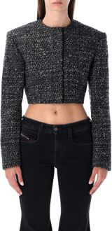 Diesel G-crop-g Zwarte Boucle Wolblend Verkochte Jas - EU 42 / UK 14