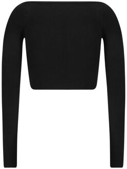 Diesel Geribbelde Breisel Crop Top Zwart - M