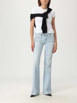 Diesel Geribbelde Logo T-shirt Wit