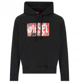 Diesel gescheurd logo zwarte hoodie - maat