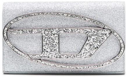 Diesel Glitter Zilveren Portemonnee met Verstelbare Band Diesel , Gray , Dames - ONE Size