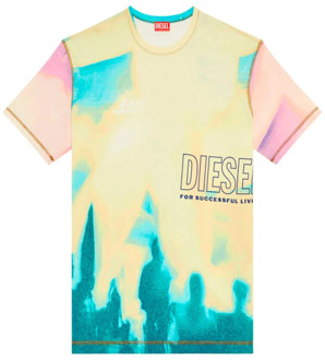 Diesel Grafische Print Oversized T-shirt - Geel Diesel , Multicolor , Heren - Xl,L