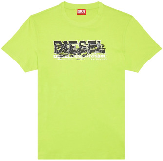 Diesel Groene Slim Fit Biologisch Katoenen T-shirt Diesel , Green , Heren - Xl,L