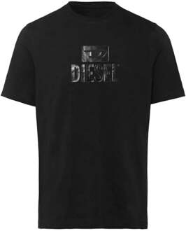 Diesel groot blok D monotoon logo zwart T-shirt - maat XL