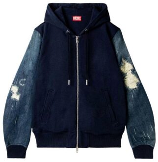 Diesel Heren Denim Mouw Jacket (Blauw)